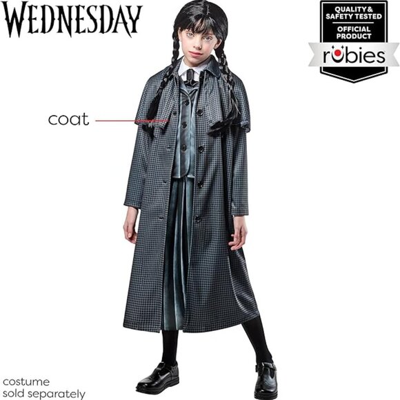Wednesday Addams Costume Coat for Kids, Girl's Large - Picture 4 of 9